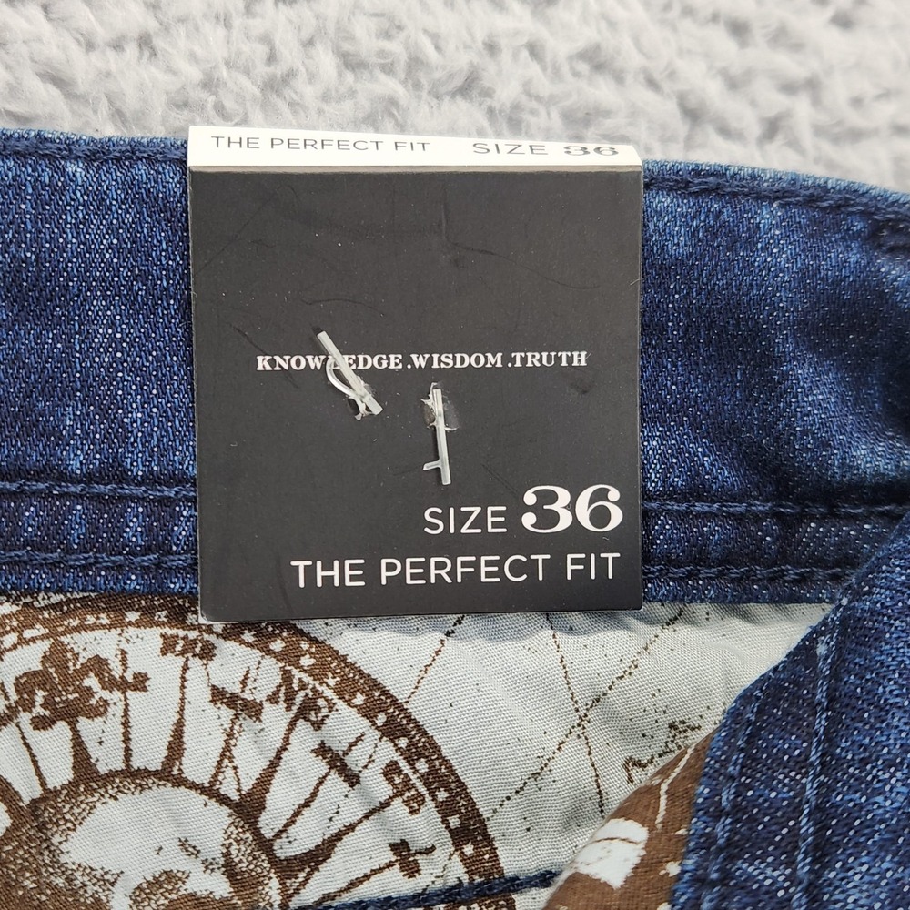 Robert Graham The Perfect Fit Jeans Mens 36x32 Dark Indigo Floral Stretch Denim - Picture 3 of 16